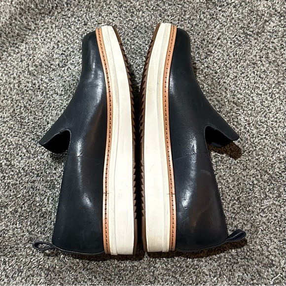EUC Clarks navy leather platform slip ons - Picture 4 of 7
